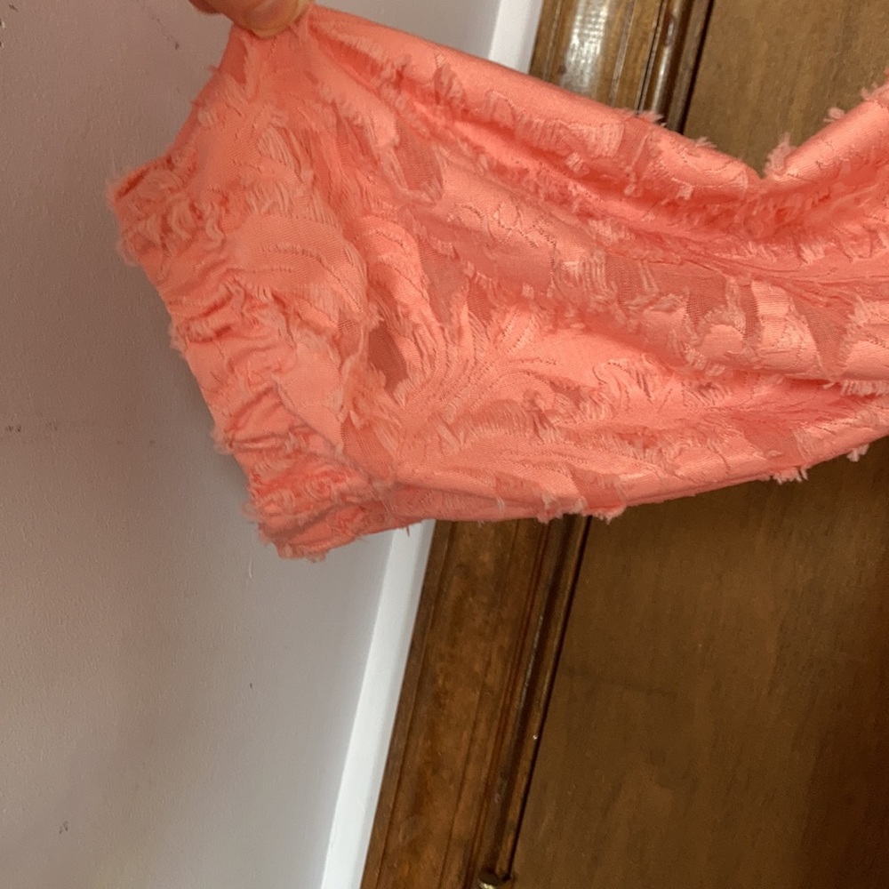 LC Lauren Conrad boho peachy texture ruffle neck boho top M L or XXL - Picture 11 of 16